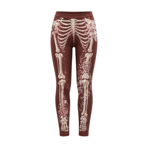 Skeleton Leggings for Women,Women Gothic High Waist Sexy Pants Red,XXL - image 4