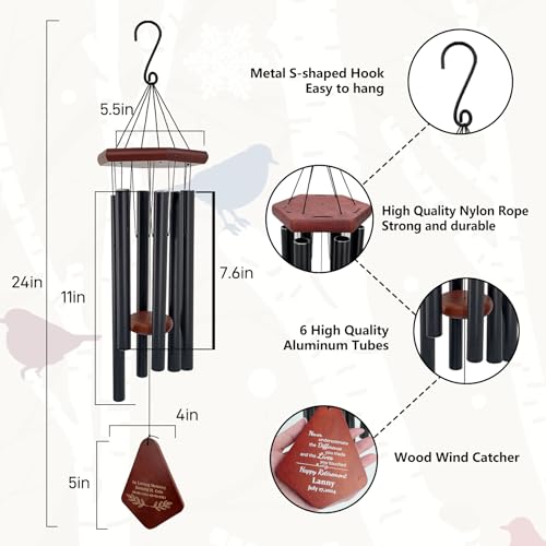 Image of ASTARIN Personalized Name Memorial Wind Chimes, Sympathy Gift for Loss of Lover Mom Dad, Bereavement Deep Tone Wind Chimes for Outside in Memory Gift, Decor Outdoor Garden Patio