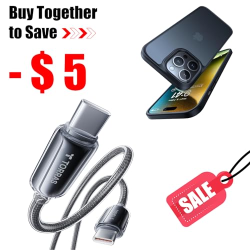 TORRAS iPhone 15 Pro Max Case with USB C Cable