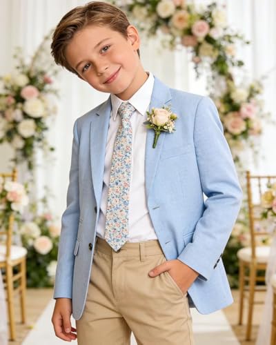 Image of Bofan Linen Boys Blazer Formal Suit Jackets for Boy Outwear Jacket & Coats for Kids Boys' Fashion Summer Wedding Outfit