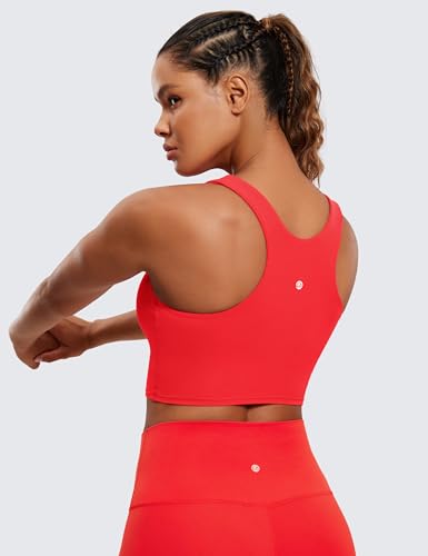 Image of CRZ YOGA Butterluxe High Neck Crop Tank Tops | Light Support, Removable Pads, Yoga, Extremely Soft, Racerback, Longline Sports Bras for Women