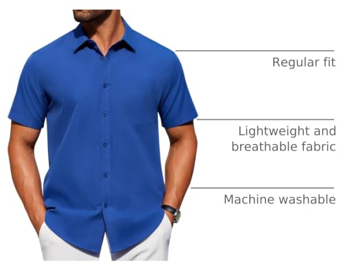 Image of Alimens & Gentle Men's Short Sleeve Dress Shirts Wrinkle Free Untucked Casual Button Down Shirt
