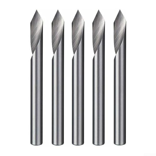 5 Pieces 60 Degree V-Groove Engraving Tool Flat Bottom CNC Spiral Router Bits 1/8