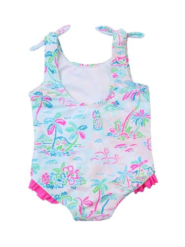 Image of RuffleButts Girls UPF50+ Sun Protection Tie Shoulder /Cross Back One Piece Swimsuit