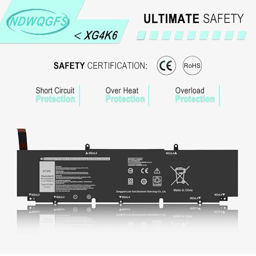 Image of XG4K6 Laptop Battery Replacement for Dell XPS 17 9700 9710 9720 9730 & Precision 5750 5760 5770 Series dell xps 17 9700 Battery Compatible with P92F, 01RR3, F8CPG, KVPMY