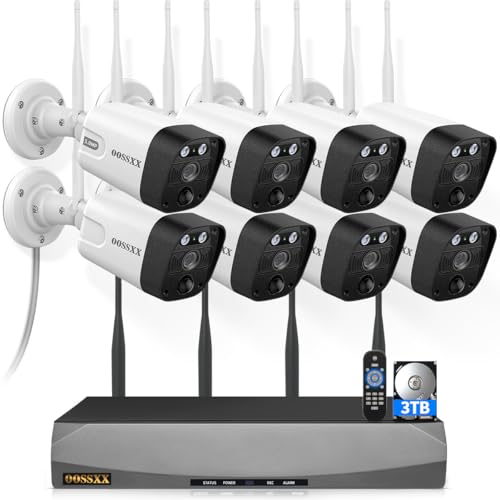 Image of (2026 New) 5MP Wireless Security Camera System, 16CH NVR with 8 Dual-Antenna Outdoor Cameras, 3TB HDD, 130 Wide Angle, Dual-Band WiFi, 2-Way Audio, IP66 Waterproof, Free App, 55% Longer Range
