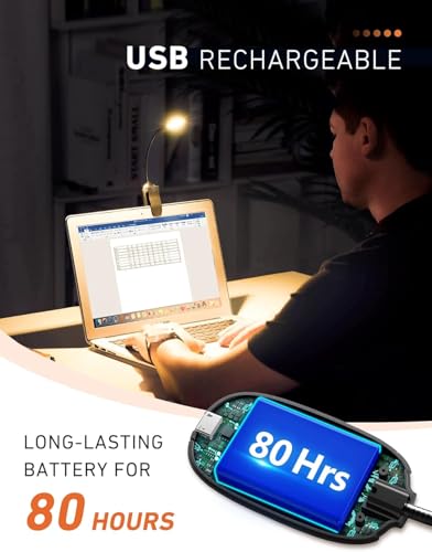 Image of XERGY Book Lights for Reading at Night in Bed, 80 Hours Runtime Rechargeable Reading Lights for Books in Bed, 3 Brightness Levels x 3 Color Temperatures, Lightweight