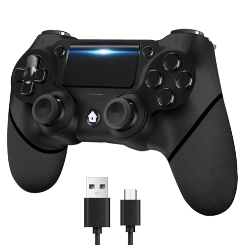 (High Quality Material&New Audio Options) - Ps-4 game controllers is made of durable and highly elastic ABS material. Game joystick controller with LED and touch pad, it is easy to connect, double joystick for ultimate control.The built-in speaker and 3.5mm stereo audio jack connection port can place multiple new audio options in the player, provide exciting experience and interact with games.