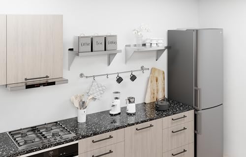 Image of AmGood 12 inch Width x 24 inch Length | Stainless Steel Wall Shelf | Square Edge | Metal Shelving | Heavy Duty | Commercial Grade | Wall Mount | NSF Certified