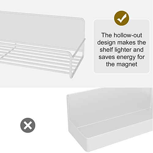 Image of 2 Pack White Magnetic Spice Rack Organizer, Space Saver for Refrigerator and Whiteboard, Metal Fridge Shelf for Kitchen and Classroom