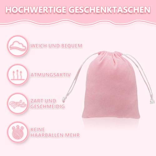 Dreamil Samtbeutel 12 Stück Samt Schmuckbeutel,7x9 cm Mit Kordelzug Samtbeutel,Geschenk Tasche,für Schmuck Ringe Hochzeit Party(Rosa)