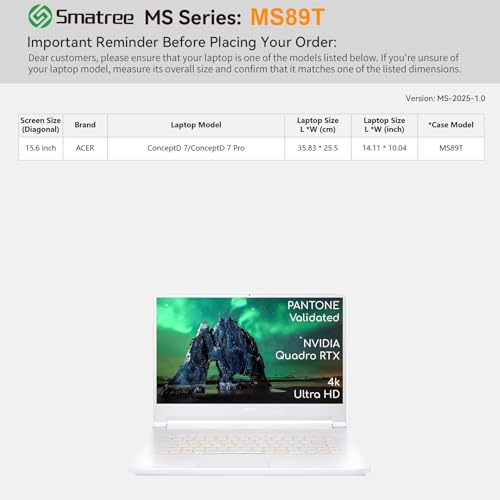 Funda rígida de EVA MS89T Smatree protectora para portátil Acer ConceptD 7 Pro 2