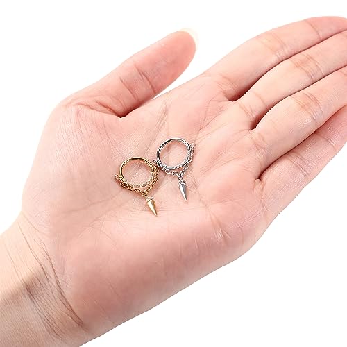 PEAKLINK Dangle Nose Ring Septum Piercing Jewelry 16G Septum Rings Surgical Steel Seamless Clicker Ring Dangly Nose Hoop Ring Daith Earrings Helix Rook Tragus Conch Jewelry Conch Earring4