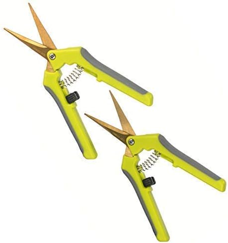 Miniatura 9 de Juego de tijeras de jardinería, tijeras de podar con micropunta curvada y recta, con revestimiento de titanio, recortadoras súper afiladas para