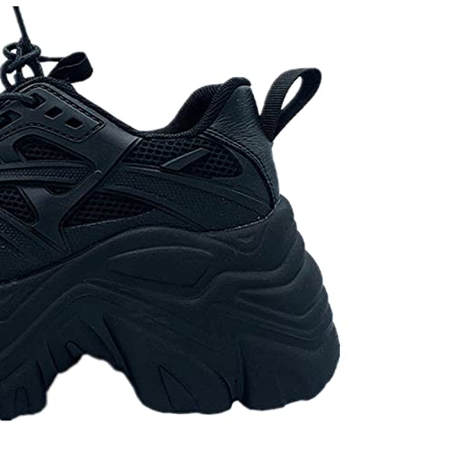 Julymens Women's Platform Chunky Sneakers Lace Up Fashion Wedge Heel Black Dad Shoes3