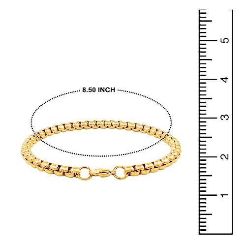 Stainless Steel Chain Wrist Bracelet (Black + Gold)