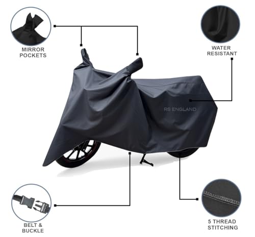Image of All Season Protection Bike Cover for Activa 6G 5G 4G 3G 125 H-Smart Activa 125 110 New BS6 Scooty Bike Cover with Water-Resistant and Dust Proof Premium 190T Fabric Entire Black