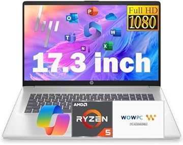 17 Inch Business Laptop, 17.3'' FHD IPS Anti-Glare Display, AMD Ryzen 5 7430U (Beats Core i7-1355U), 8GB RAM, 756GB Storage (256GB SSD + 500GB External), HDMI, Windows 11 Home, Wi-Fi 6, Silver