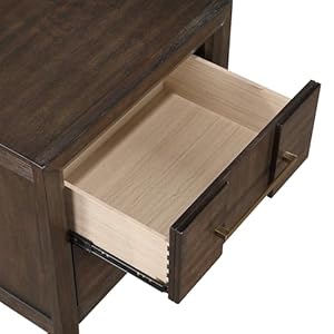 Kennzo modern style 2 drawer night stand with gold coated metal handles made with wood in walnut color  urban country home decor