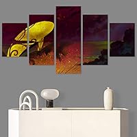 SIGNWIN 5 Panel Canvas Wall Art Modern Art Decorative Elements Fun Illustration Illustrations Kids Multicolor for Home Decorations Ready to Hang - 60