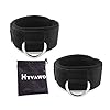 Ankle Straps Neoprene Padded Fitness Wrist Cuffs with D Ring High Strength Exercises Gym Pulley Strap for Cable Machines (Black 2 Pack)