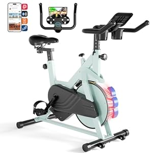 MJWW Exercise Bike, Magnetic Resistance Stationary Bikes for Home with Silent Belt Drive System, Indoor Cycling Bike with 136kg Weight Capacity, LCD Monitor