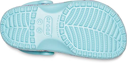 Image of Crocs Kid's Crocs Kid's Classic Floral Clog|Water Shoe for Toddlers|Slip On Girls' Sandal Shoe, Ice Blue, C10 M US Toddler