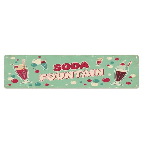 Soda Fountain Vintage Refreshment Hängetafel Metall-Blechschild