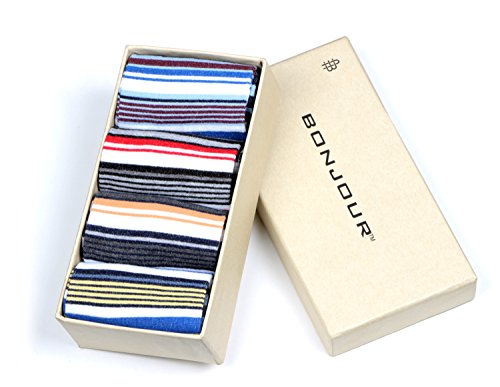 Image of Bonjour Men's Cotton Ankle Length Bold Striped Design 4 Pair Of Socks (Assorted)