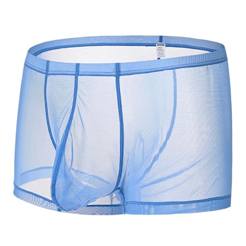 Mens See Throug Underwear Ultra Sheer Boxer Briefs with Bulge Pouch