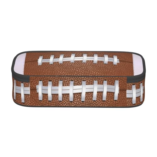 Image of American Football Ball Texture Pencil Case Big Capacity Storage Pencil Pouch Stationery Bags With Zipper Portable Pen Holder Box Organizer For Boys Girls Teens Student College School Office Supplies