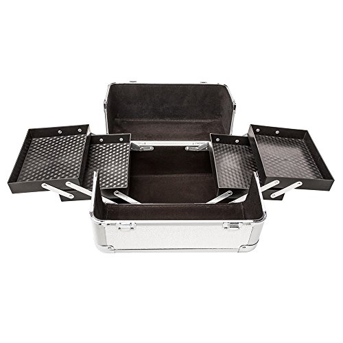 TecTake Kosmetikkoffer Schminkkoffer Beauty Case Hartschale Schmuckkoffer Friseurkoffer -Diverse Farben- (Silber) – Bild 4