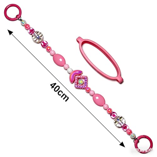 Pink Beaded Charm Chain for Stanley Cup, 40cm Decorative Tumbler Handle Chain with Silicone Ring, Aesthetic Cup Jewelry Accessories for 30 & 40 oz Tumbler, Valentine's Day Gift for Her by PolyPetLove - Used condition - Image 2