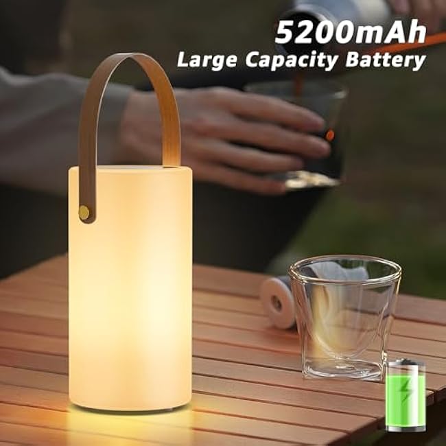 2-Pack Solar Table Lamp Outdoor Water-Resistant LED Portable Solar Lantern Warm RGB Rechargeable Cordless Lights for Patio Deck Camping