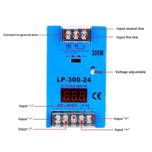 Alimentation à découpage LP 300W 24V 12.5A rail DIN sortie unique LED