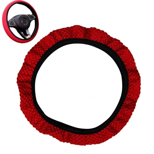TianChgWei Elastic Universal Fit Car Steering Wheel Cover, Sweat Venting, Breathable, Non-Slip, Red, Elastic, Mesh, Passenger Car, Steering Wheel Cover