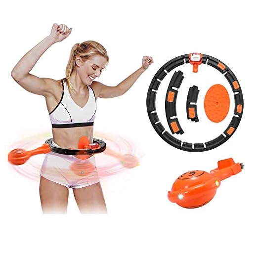 Hula Hoop Smart Fitness Weight Loss Ring with LED Colorful Light Adjustable Size Detachable Massage Yoga Ring for Adult and Child Weight Loss Artifact Sports Equipment Abdominal Waist Exercise (Black)