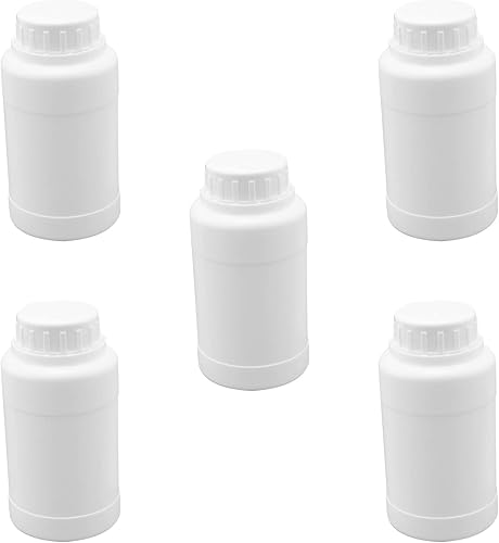 Othmro 5 botellas de plástico de 8.45 onzas líquidas, botella cilíndrica de reactivo químico de laboratorio, botella de polietileno de reactivo de