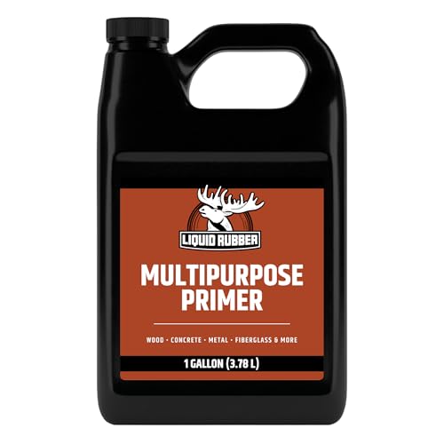 Liquid Rubber Multipurpose Primer - Use on Concrete and Wood, Water-Based Non-Toxic and Fast Drying, Easy to Apply, 1 Gallon