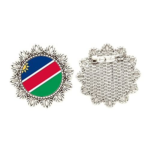 Broche de plata de flor Nabia con bandera de país de África, el regalo de identidad ideal