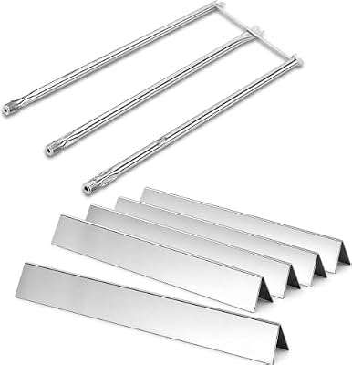 QuliMetal 24.5" Flavorizer Bars & SUS304 34 1/4" Grill Burners for Weber Genesis 300 Series - Fits Genesis E310 E320 S310 S320 Grill Parts with Side Control, Replaces for Weber 7540, 67722, 67820