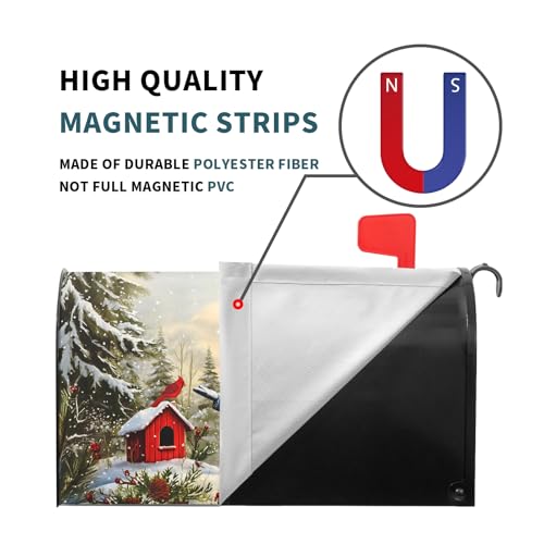 Image of Christmas Mailbox Covers Magnetic Standard Size 18 X 21 Inch Winter Snowman Magnetic Mailbox Cover Snowflakes Bird Mailbox Wraps Post Box Cover Decoration Outdoor Garden Home Yard Outside