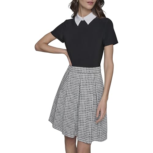KARL LAGERFELD Women's Contrast Collared Two Tone T Shirt Dress