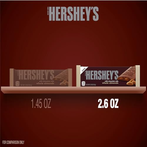image for HERSHEY'S Milk Chocolate with Whole Almonds Candy Bars, 2.6 oz (18 Cou