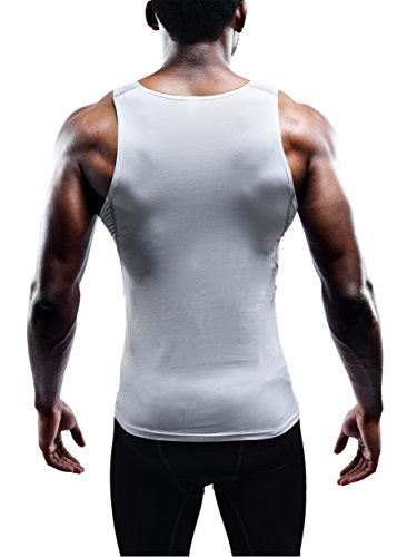 Neleus Men's Athletic 3 Pack Compression Tank Top Dry Fit Undershirts,White,M,Eur L #TOP4
