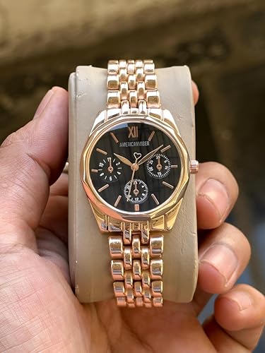 Image of AMERICANVIBER Rose Gold Women Watches | Girl Watch | Watch for Women | Diamond Studed | Premium Design | Trendy Fashionable | Under 499