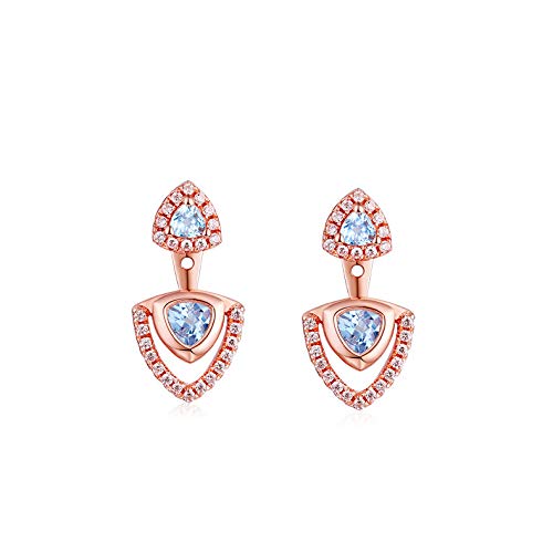 Boucles d'oreilles triangle en topaze bleue anti-allergique pour femme
