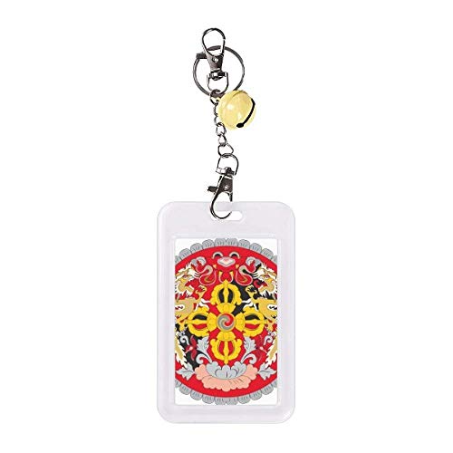 Funda protectora amarilla para tarjetas con el escudo de Bután contra roces