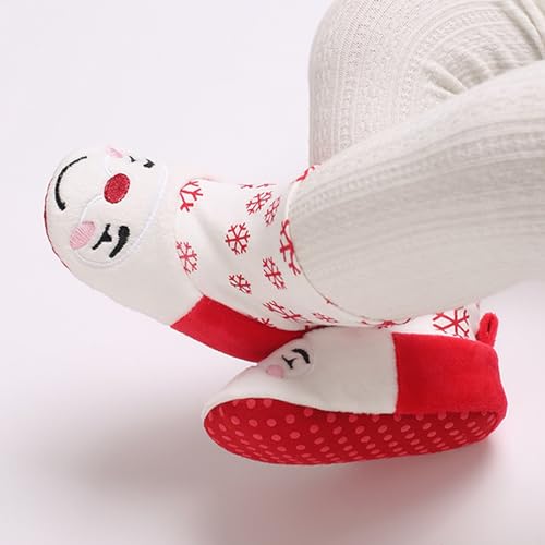 Yoawdats Newborn Infant Baby Christmas Shoes Winter Warm Cartoon Patterned Boots First Walkers Slippers Shoes Prewalkers (White, 13cm)3