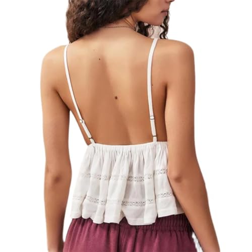 Women Y2K Floral Babydoll Tank Shirt V Neck Spaghetti Strap Ruffle Hem Crop Cami Boho Cute Going Out Top3